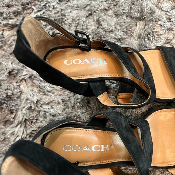 COACH MARINA SUEDE Black SANDALS HEELED - Picture 4 of 10